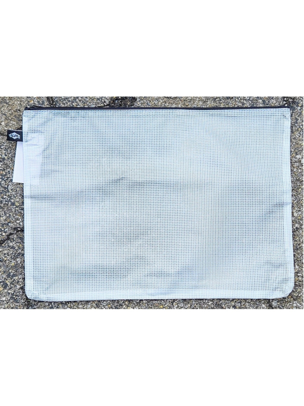 Alvin NB1216 PVC Mesh Pouch Bag Organizer Zippered Clear & Black 12" x 16" NWT - Picture 2 of 5